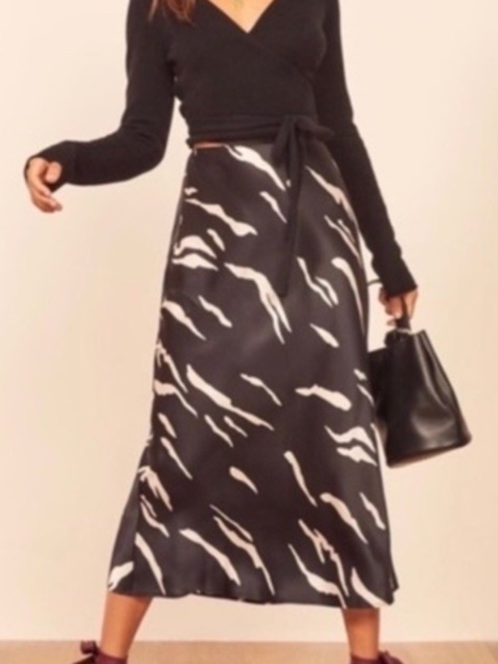 Reformation 6 Pratt Silk Midi Skirt